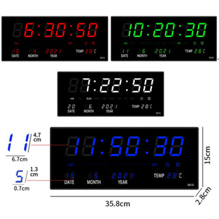 นาฬิกาดิจิตอล (JH3615) 36x15x3cm นาฬิกา ตั้งโต๊ะ LED DIGITAL CLOCK นาฬิกาแขวน นาฬิกาตั้งโต๊ะ