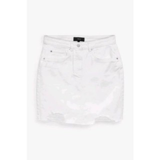 White Ripped Denim Mini Skirt ( กระโปรงขาว )