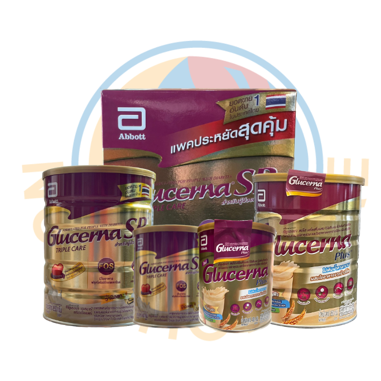 GLUCERNA กลูเซอนา อาหารเสริมสำหรับผู้ใหญ่ กลิ่นวานิลลา กลิ่นธัญพืช 380g800g1110g