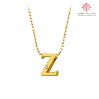 OJ GOLD สร้อยคอจี้เพชรแท้ 18K ตัวอักษร Z ทองแท้ น้ำ 100 มีใบรับประกัน ส่งฟรี kerry LETTER  Z