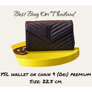 พร้อมส่ง🔥[งานOri เทพ] ยิปแซง YSL wallet on chain 9 สีดำอะไหล่ดำ หนังแท้ 22.5cm.🔥ภาพถ่ายงานจริง ทักแชทก่อนกดสั่งซื้อ