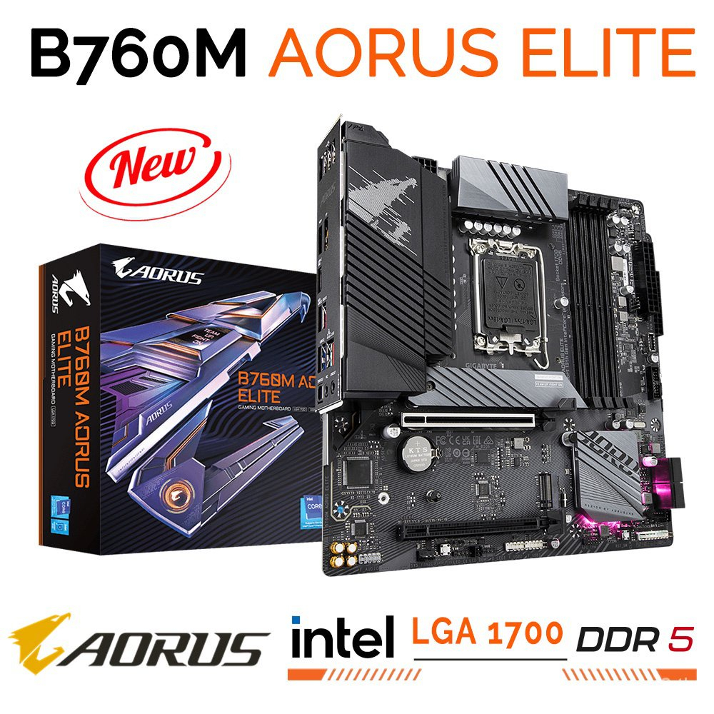 MAINBOARD (เมนบอร์ด) 1700 GIGABYTE B760M AORUS ELITE (DDR5) ประกัน 3 ปี