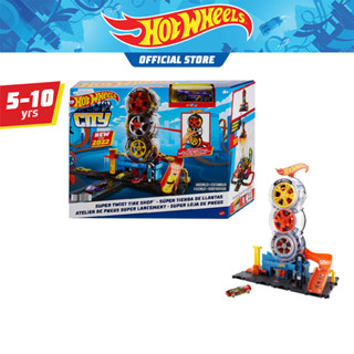 Hot Wheels City Super Twist Tire Shop ฮอตวีลซิตี้ ชุดรางร้านล้อยางรถยนต์แบบหมุนได้ (HDP02 CH)