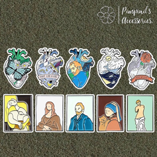 ʕ •ᴥ•ʔ ✿ พร้อมส่ง : เข็มกลัดเซ็ทจิตรกรรมภาพวาดสีน้ำมัน | Portrait Oil Painting Enamel Brooch Pin Set.