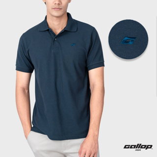 GALLOP : WAFFLE POLO SHIRTS เสื้อโปโลผ้า Waffle รุ่น GP9062 สี Navy blue - กรม / ราคาปรกติ 1290.