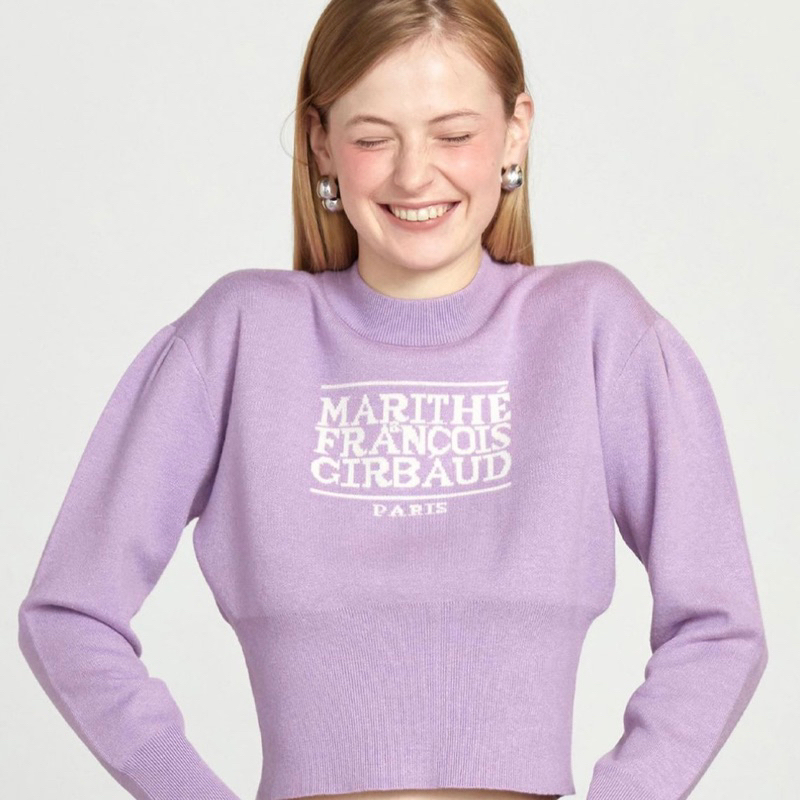 marithe w classic logo crop knit purple