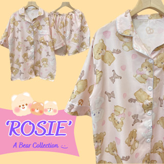 [มีโค้ดลด] Naptime ชุดนอนน่ารักลายหมี เสื้อ+กางเกง "Rosie" ผ้าไหมอิตาลีนุ่มใส่สบาย