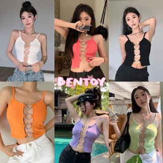 bentoy(0999)เสื้อสายเดี่ยวไหมพรม เซ็กซี่ ดีเทลแต่งหัวใจหน้าอก แซ่ป