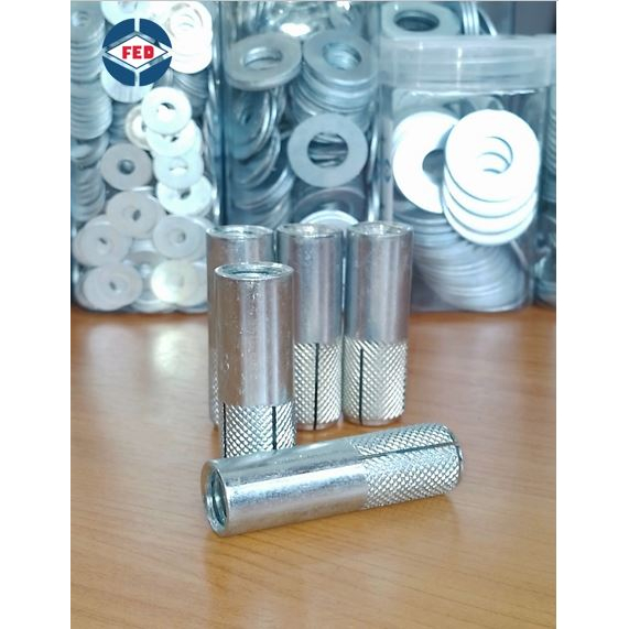 พุกดร๊อปอิน Drop - In Anchor เหล็กชุบซิงค์ ขนาด 1/4"- 3/4" (แบ่งขาย)