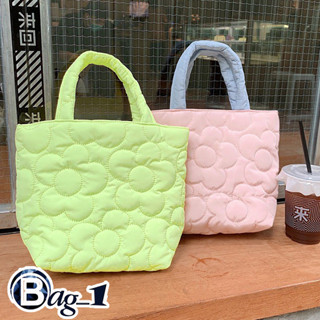 bag(BAG1881) กระเป๋าถือมินินุ่มนิ่ม ทรงถือรอยเย็บเป็นลายดอกไม้