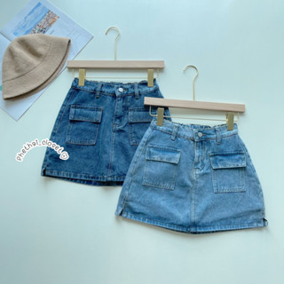 ♡Pocket skirt♡กระโปรงยีนส์รุ่นกระเป๋าหน้า งานป้ายK🏷