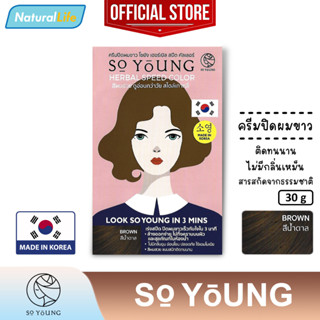 โซยัง เฮอร์เบิล สปีด คัลเลอร์ (สีน้ำตาล) So Young Herbal Speed Brown Color Cream ครีมปิดผมขาว กลิ่นไม่ฉุน ติดทน 30 กรัม