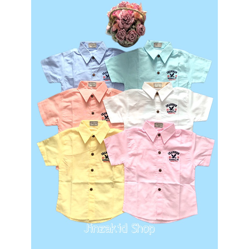 รุ่นขายดี #เสื้อเชิ้ตสีพิ้นคอปกMilin ผ้าOxfordนิ่มมากใส่สบาย1-10ขวบ พร้อมส่ง มีเก็บเงินปลายทาง