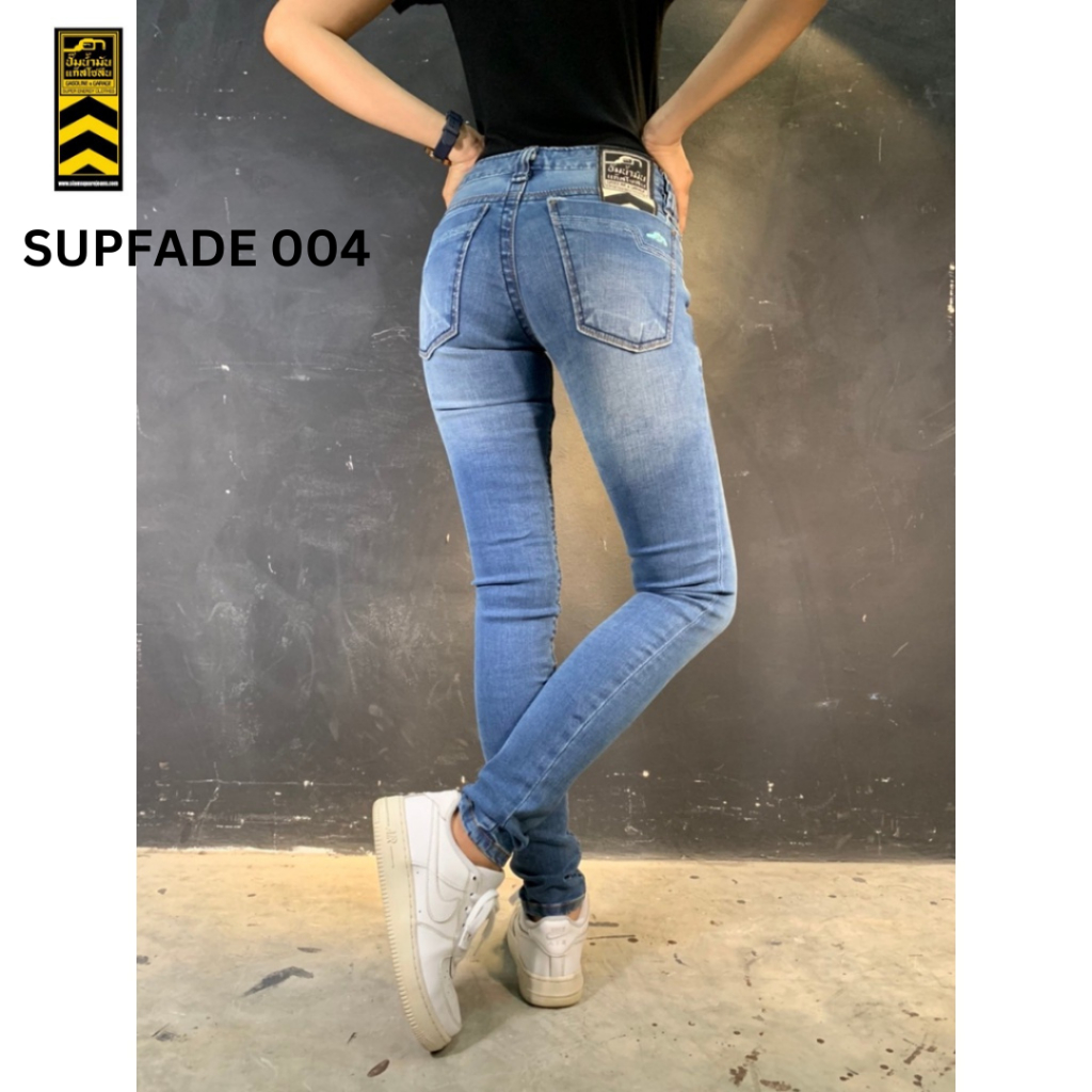 SUPFADE004 (W) กางเกงยีนส์ผู้หญิงทรงเดฟ ผ้ายีนส์ยืด Womens Skinny (Gasoline & Garage) ปั๊มน้ำมันแก๊สโซลีน (SUP FADE)