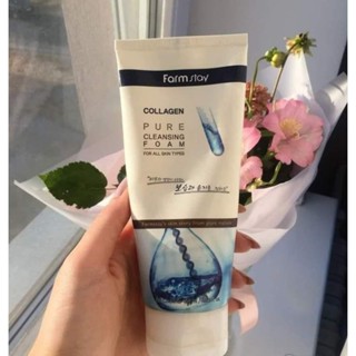 Farm Stay Collagen Pure Cleansing Foam - 180 ml.- ทำความสะอาดผิวอย่างมีประสิทธิภาพ ริ้วรอยตื้นขึ้น