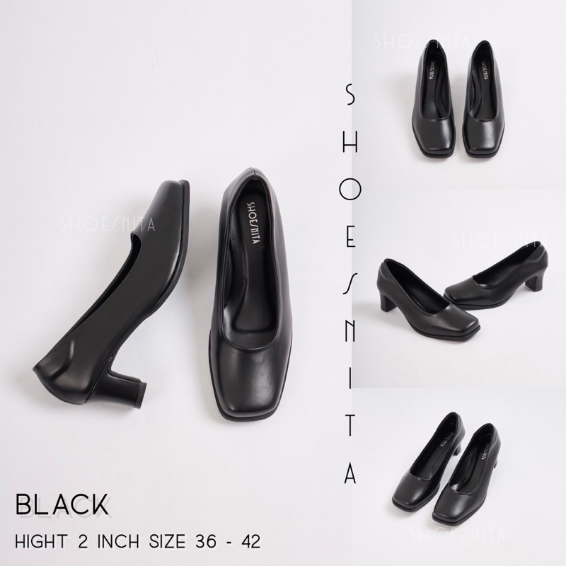 🔥SALE🔥รองเท้าคัทชู นักศึกษา หัวตัด ส้น 2 นิ้ว 36-44  คัชชูรับปริญญา ถูกระเบียบ SHOESNITA