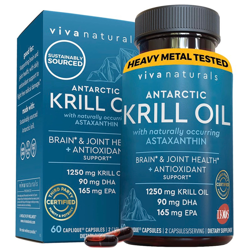 Viva Naturals Antarctic Krill Oil with Natural Astaxanthin 60 capsules