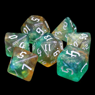 Emerald Glimmer Dice Set of 7 | ลูกเต๋า Dice For DnD D&amp;D MTG RPG TRPG เกมกระดาน บอร์ดเกม Game ไพ่ทาโรต์ Magic เมจิก