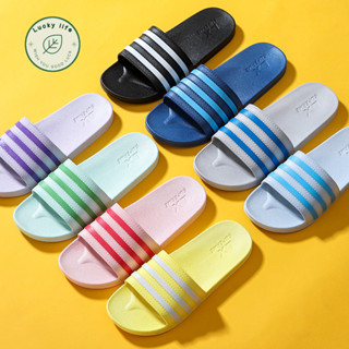 Luckylife ทรงลอน มีพื้นกันลื่น รองเท้าแตะ ใส่ในบ้านหรือนอกบ้าน ใส่สบาย