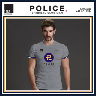 Police Bodysize เสื้อยืดทรง Slim fit พอดีตัว สีขาว,ดำ,เทา ใส่ได้ทั้งผู้ชาย/ผู้หญิง (รหัส : F600,B405,X134)