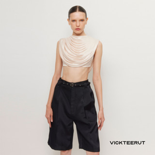 VICKTEERUT Sleeveless Drape Crop Top เสื้อครอป จับเดรป แขนกุด