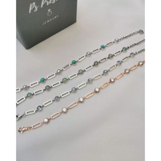 Opal​ Moonstone​ Turquoise​ Pearl​ Jene Minimal Bracelet​ สร้อย​ข้อมือ​โอปอล​ มูนสโตน​ ตัวเรือน​เงินแท้​ 925