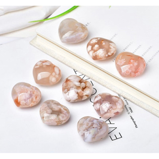 1 Pc Natural Sakura Flower 3-5 cm Agate Heart, Cherry Blossom Agate Heart Crystal Heart-crystal gift-birthday gift cryst