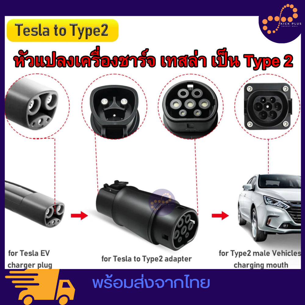 เครื่องแปลง Tesla เป็น Type 2 เทสล่า รถไฟฟ้า EV หัวชาร์จ ที่ชาร์จ EV Charger Adapter สำหรับ Tesla รุ