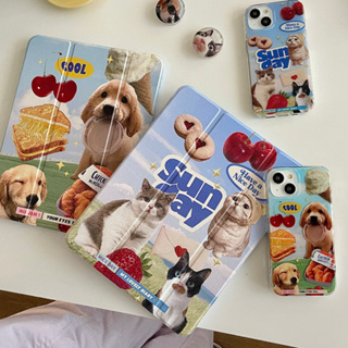 🪐24 ชั่วโมงเคส🪐 เคสiPadหมุน 360° Air5 Gen9 Cute Dog ช่องใส่ปากกาขวา Acrylic เคส ipad Pro 11 2021 gen10 air4 air3 mini6