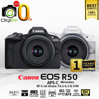 ผ่อน 0%** Canon Camera EOS R50 Kit RF-S 18-45 mm. F4.5-6.3 IS STM - รับประกันศูนย์ Canon Thailand 1ปี