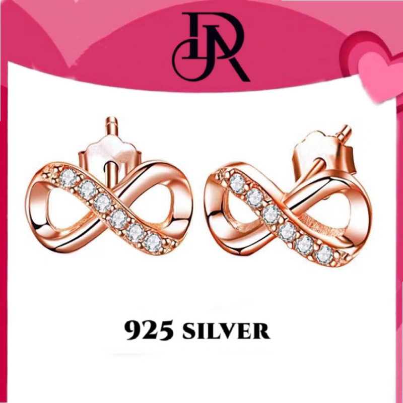 🌼พร้อมส่งทีไทย🌼 S925 [สินค้าใหม่] Shiny Eternal Symbol Earrings Gold Girls Niche High Class