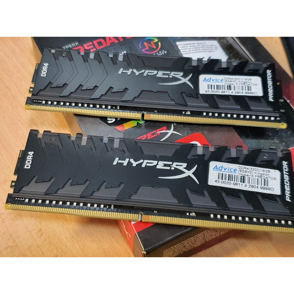 (แรมพีซี)RAM KINGSTON HyperX PREDATOR RGB 8GB (8GBx2) DDR4 bus 3200 มือสอง สภาพสวย ใช้งานได้ปกติ