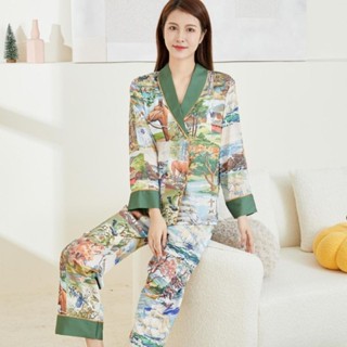 ชุดนอน Nature lover pajamas (premium silk satin)