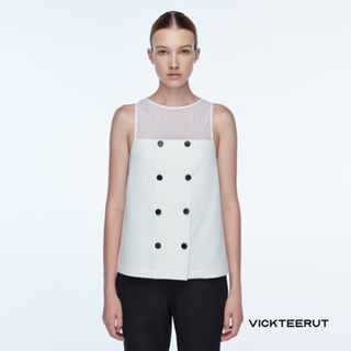 VICKTEERUT Re-Edition Double Breasted Sleeveless Blouse เสื้อแขนกุด กระดุมสองแถว