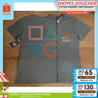 เสื้อยืด PlayStation สีเทา สกรีนลายหน้าหลัง พร้อมส่ง