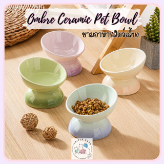 Ombre Ceramic Pet Bowl ชามอาหารสัตว์เลี้ยง ชามอาหารแมว เซรามิค ชามทูโทน