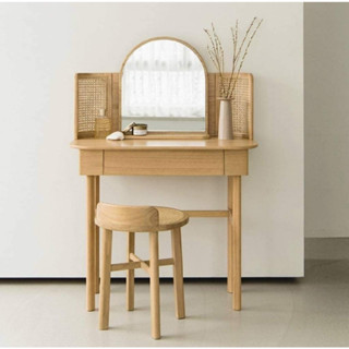 ส่งฟรี ! โต๊ะเครื่องแป้งไม้สัก&amp;หวาย สไตล์มินิมอล Minimal style teak &amp; rattan dressing table