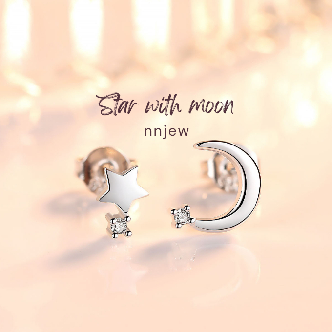 nnjew ต่างหู รุ่น ดาวและดวงจันทร์ Star with Moon
