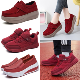 รองเท้าผ้าใบผู้หญิง สีแดง รองเท้าเพื่อสุขภาพ แบรนด์,RUIDENG  ไซส์ 36-40