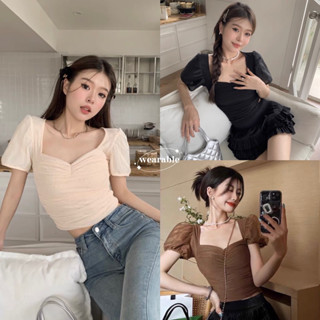 wearable s. {พร้อมส่ง} | ruby top เสื้อแขนทรงตุ๊กตาผ้าซีทรู