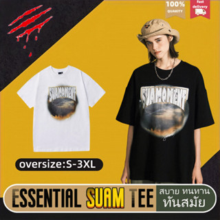 Suamoment เสื้อยืด เสื้อยืดคอตตอน 100% ไซส์ใหญ คู่รัก oversized สตรีทแฟชั่นเสื้อยืดคอกลม insเสื้อผ้าผช เสื้อยืดผู้หญิง