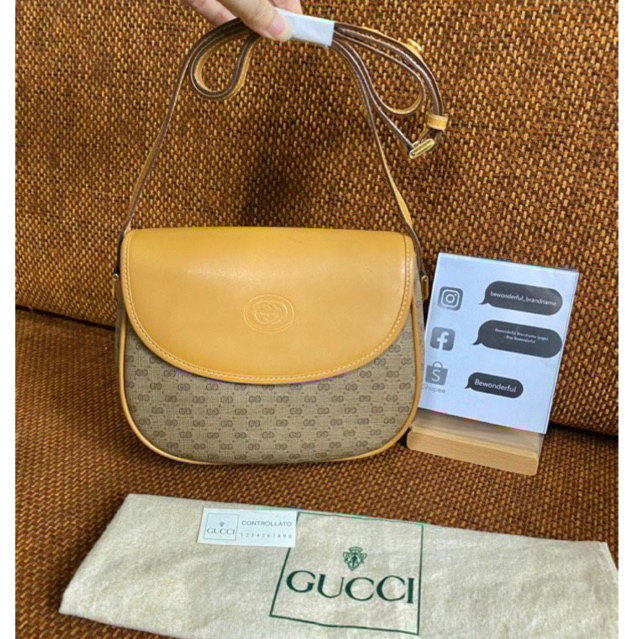 Gucci micro GG crossbody bag ของแท้ กระเป๋าสะพายข้าง กุชชี่ แคนวาส กระเป๋าแบรนด์เนม มือสอง