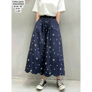 japanese styled cotton print freesize pants กางเกงผ้าคอตตอนพิมพ์ลายเอวยางยืด งานญี่ปุ่น