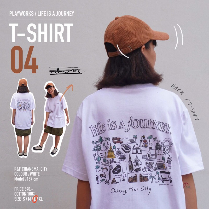Playworks เสื้อยืดT shirt – Life is a journey ลาย R&F Chiangmai city.