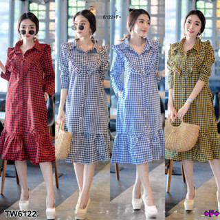 เดรสเชิ้ตลายสก๊อต MM6122 plaid shirt dress