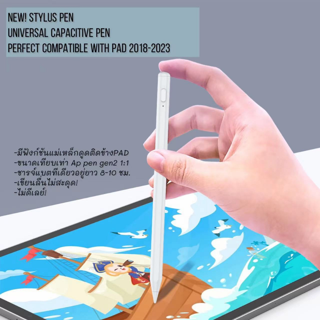 ปากกาสไตลัส NEW STYLUS PEN  สำหรับ iPad 2018-2023 IPAD 10.2 PRO 11/12.9 AIR3/4/5 mini5/6