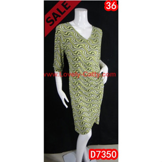 SaLe (อก36) D7350--Fondue-Dressผ้าเด้งเกาหลีพิมพ์ลายด้านหน้า-ด้านหลัง แขนยาว เย็บตีเกล็ดด้านข้างตัว กระโปรงมีซับใน