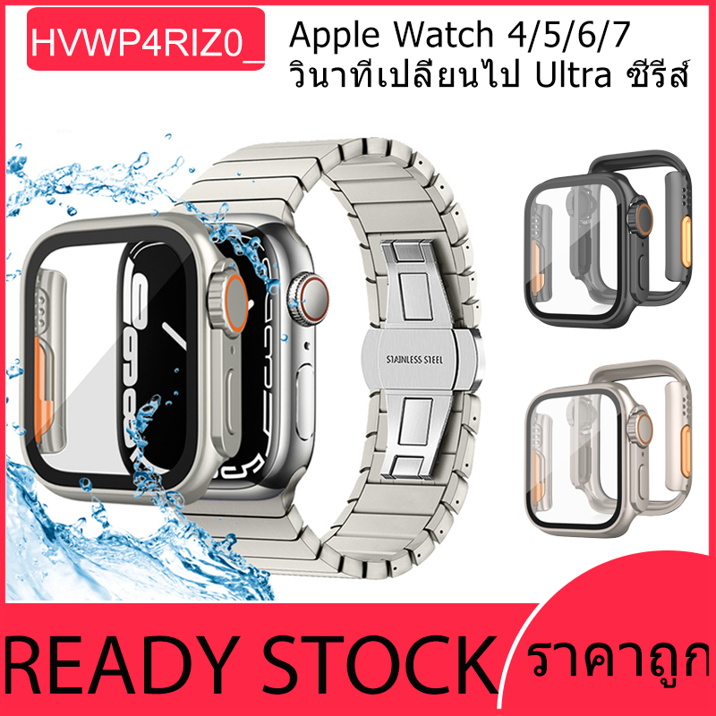 เคส PC พร้อมกระจกกันรอยหน้าจอสำหรับ iwatch 8 7 6 5 4 SE231 เคสกันน้ำ 40mm 45mm 44mm41mm