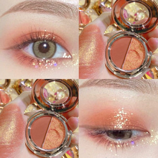 อายแชโดว์ Lameila 5121 Eyeshadow 2 Warna Glitter Highlitter พาเลทอายแชโดว์ สีทูโทน อายแชโดว์ทาตา เนื้อดินน้ำมัน ใยไหม แมท ประกายชิมเมอร์ สีสวย เนื้อละมุน ติดทน กันน้ำ Eye Shadow Palatte