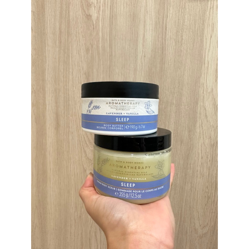 Bath and body work aromatherapy scrub มือสองกลิ่น lavender + vanilla ทาแล้วผ่อนคาย กลิ่นหอมมากขายเป็